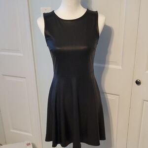 Faux Black Leather Sleeveless Dress